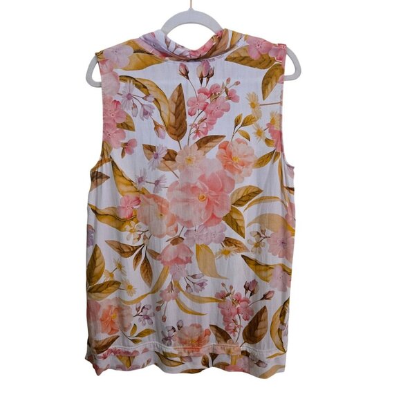 Soft Surroundings Demetre Sleeveless Cowl Neck Floral Tank Blouse Size L - Picture 3 of 6